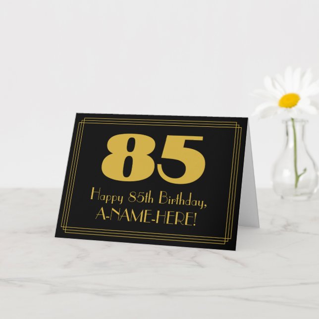 85:e födelsedagen: Art Deco Inspired Titta "85" oc Kort (Liten växt)