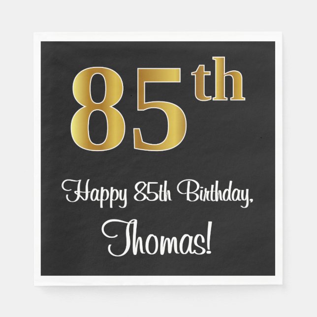 85:e födelsedagen ~ Elegant Luxurious Faux Guld Ti Pappersservett (Framsidan)