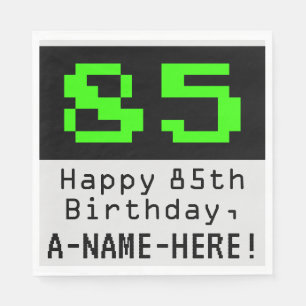 85:e födelsedagen - Nerdy/Geeky Stil "85" och Namn Pappersservett