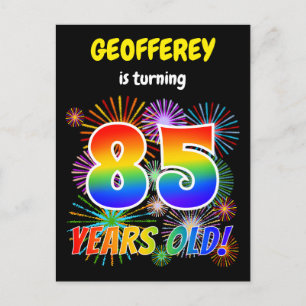 85:e födelsedagen - Roligt Fireworks, Regnbåge "85 Vykort