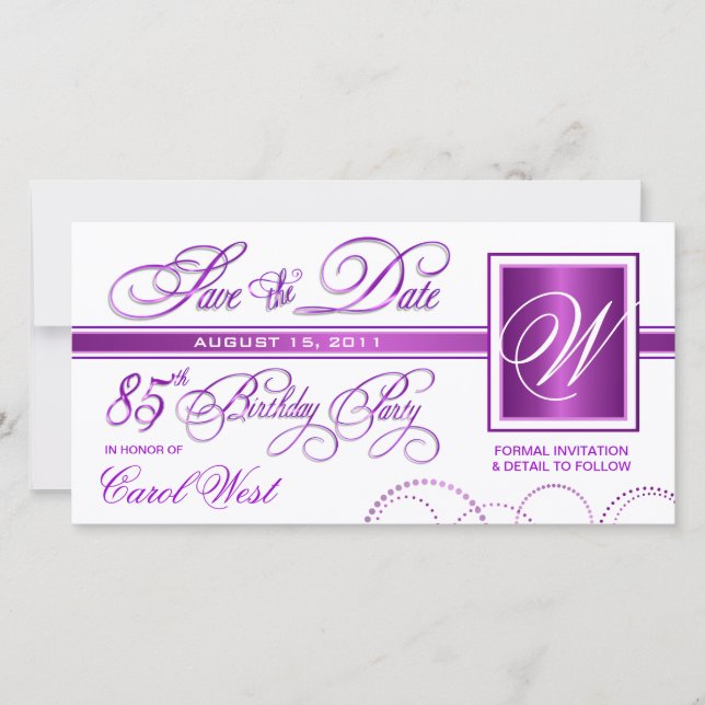 85:e födelsedagen - Spara datum meddelande (Framsida)