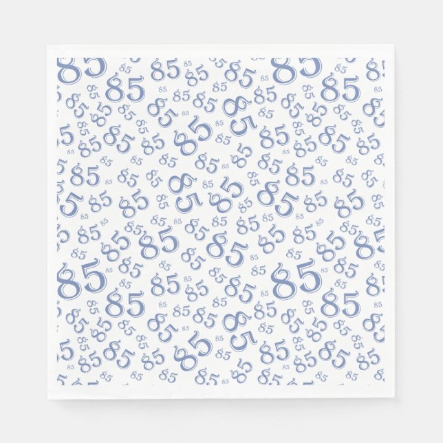 85:e Födelsedagsfestens nummer Mönster Blue/White Pappersservett (Framsidan)