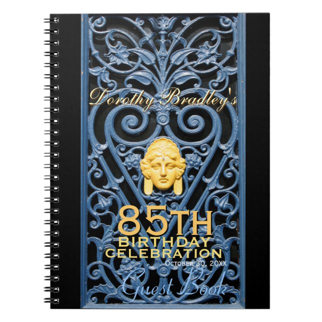85:e födelsedagsfirandet Art Deco Anpassningsbar G Anteckningsbok Med Spiral (Framsidan)