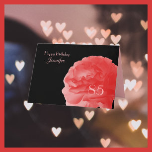 85:e födelsedagshälsningskort i lycklig, koral Ros Kort
