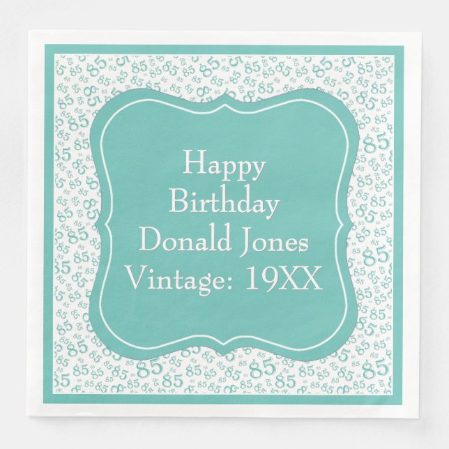 85:e födelsedagskalan/vit hakparentnummer Mönster Pappersservett (Framsida)