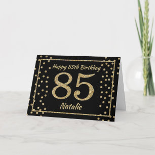 85:e födelsedagskortet Black and Guld Glitter Conf Kort