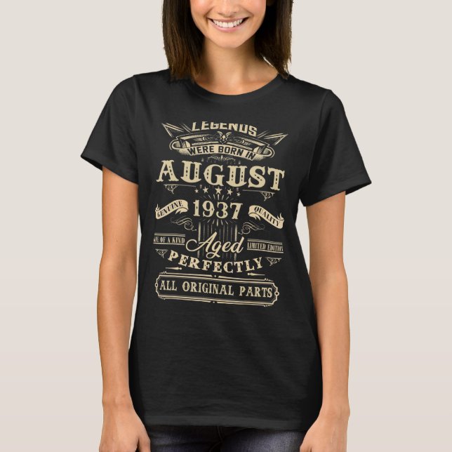 85:e födelsedagslängd född i augusti 1937 85 år t shirt (Framsida)