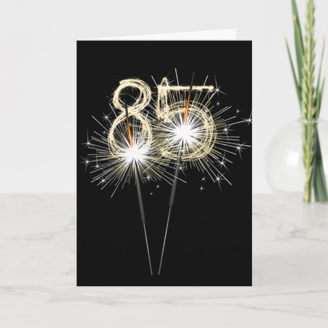85:e födelsedagssparklers på svart kort (Framsida)