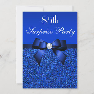 85:e överraskningen Party Royal Blue Sequins and B Inbjudningar