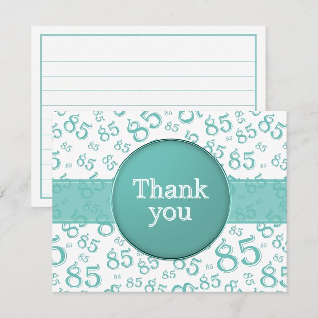 85:e Tacksamhet: Teal/Vit Nummerdesign (Fram/baksida)