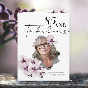 85 & Fantastisk Orchidé Foto Födelsedagsgratulatio Kort