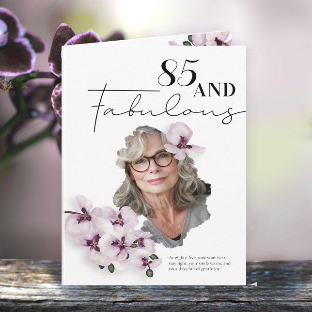 85 & Fantastisk Orchidé Foto Födelsedagsgratulatio Kort (Skapare uppladdad)