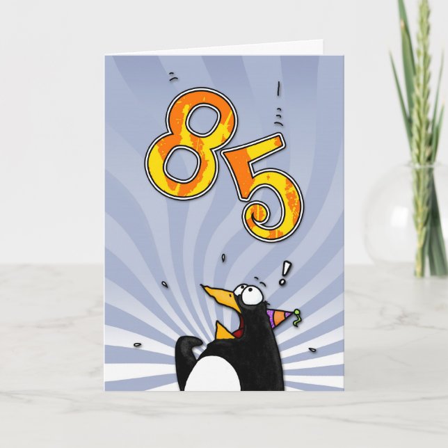 85. födelsedag - pingvinöverrrakningkort kort (Framsida)