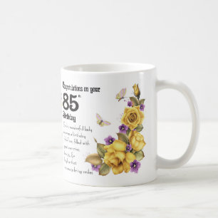 85. Födelsedaggul ros och fjärilsgåvamugg, Kaffemugg