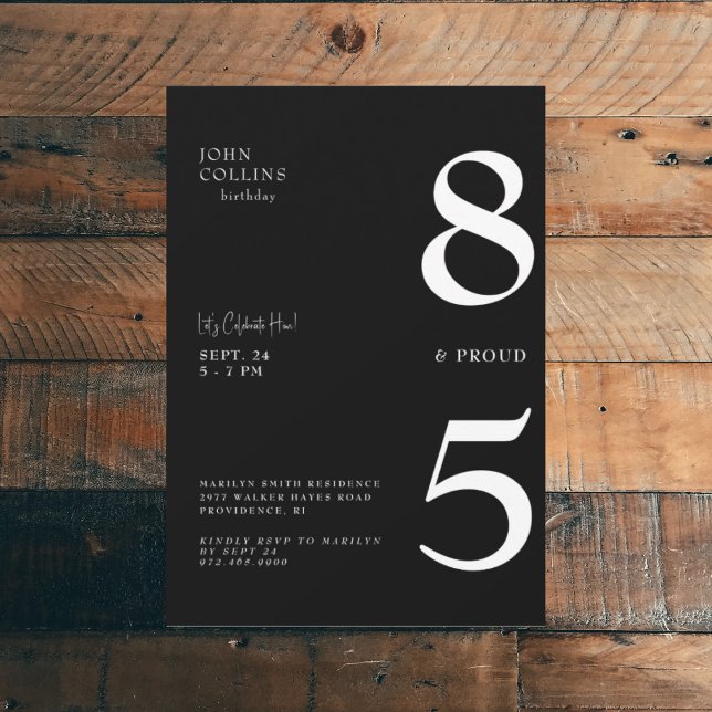 85 och Proud Black Födelsedagsfest inbjudan (Skapare uppladdad)
