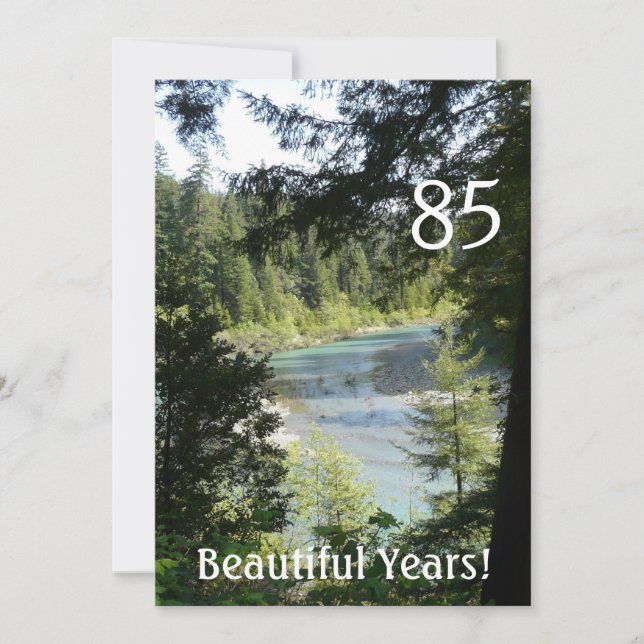 85 vackra år!-Födelsedag+Woodland Sjö Inbjudningar (Framsida)