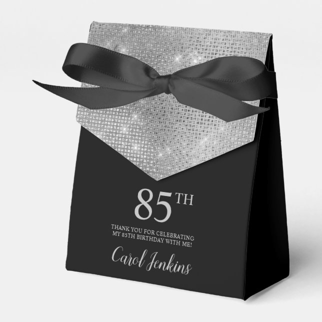 85th Birthday Silver Thank You Favor Box Presentaskar (Framsidan Sidan)