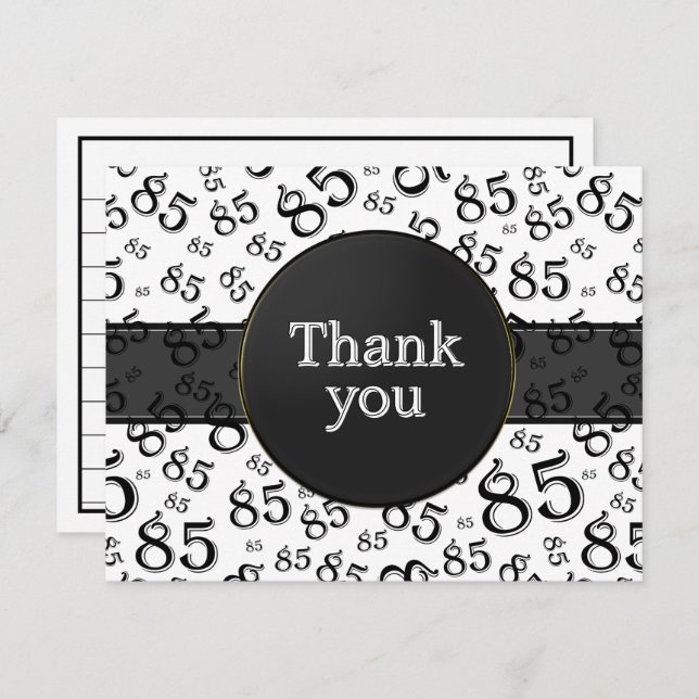 85th Thank You: Black/White Number Pattern (Fram/baksida)