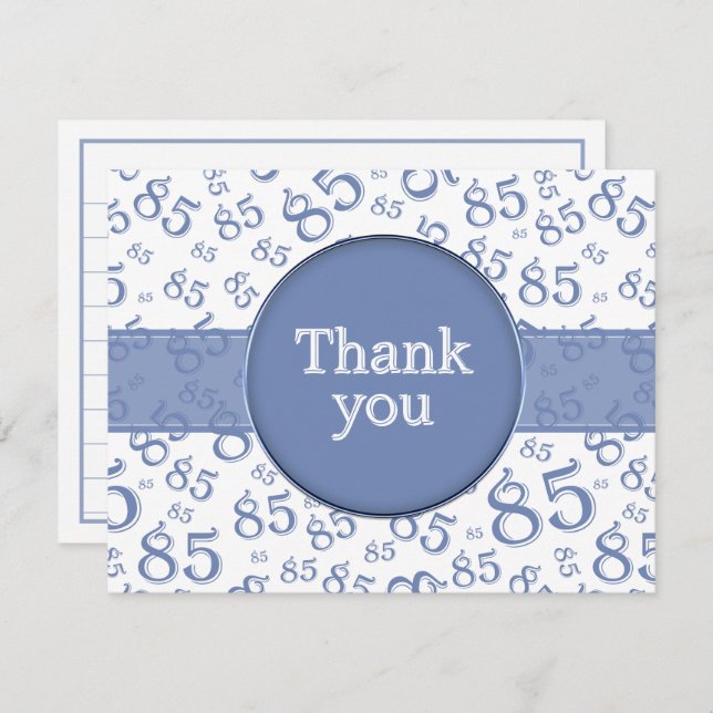 85th Thank You: Blue/White Number Pattern (Fram/baksida)