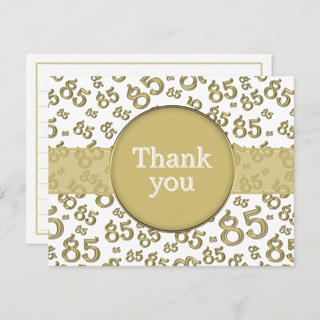 85th Thank You: Gold/White Number Pattern (Fram/baksida)