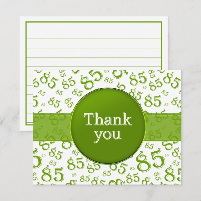 85th Thank You: Green/White Number Pattern (Fram/baksida)