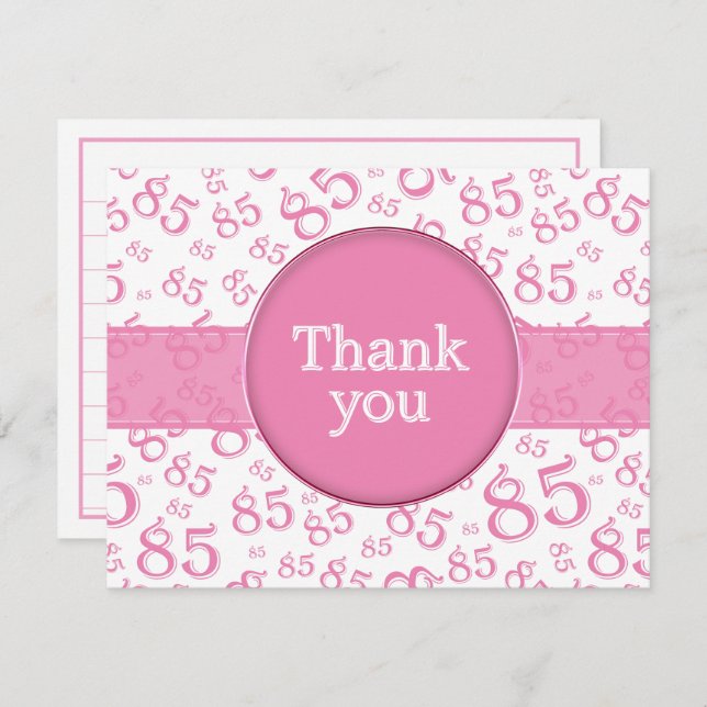 85th Thank You: Pink/White Number Pattern (Fram/baksida)