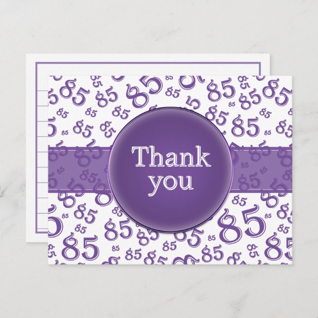 85th Thank You: Purple/White Number Pattern (Fram/baksida)
