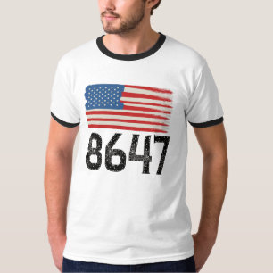 8647 Anti-Trump American Flagga Policy Påstående T Shirt