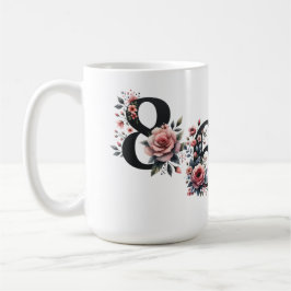 8647 ANTI TRUMP BLACK LETTERING & ROSA FLOWERS KAFFEMUGG