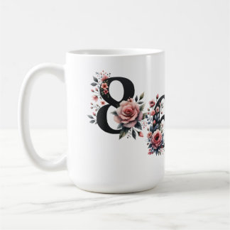 8647 ANTI TRUMP BLACK LETTERING & ROSA FLOWERS KAFFEMUGG