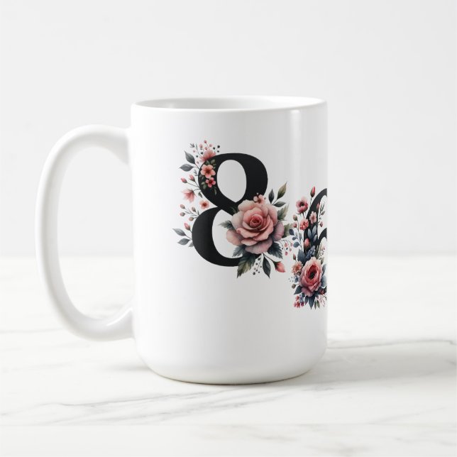 8647 ANTI TRUMP BLACK LETTERING & ROSA FLOWERS KAFFEMUGG (Vänster)