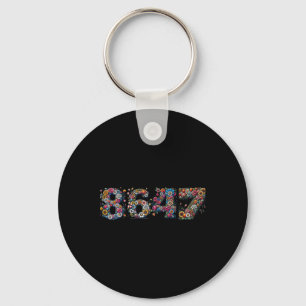 8647 Anti Trump Retro Blommig Nyckelring