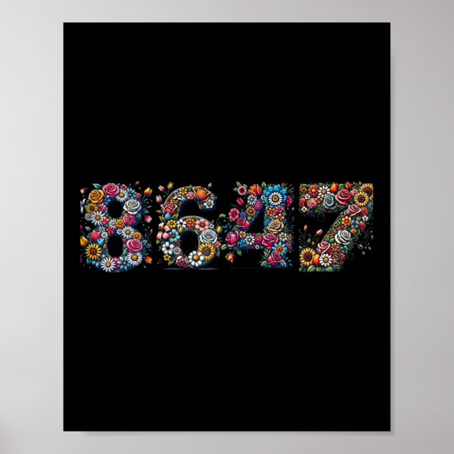 8647 Anti Trump Retro Blommig  Poster (Framsidan)