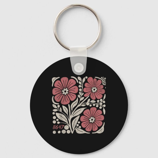 8647 Diskret antitrump 86 47 Blommigt Boho Stil _3 Nyckelring (Framsida)