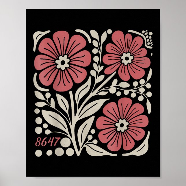 8647 Diskret trump 86 47 Blommigt Boho Stil Poster (Framsidan)