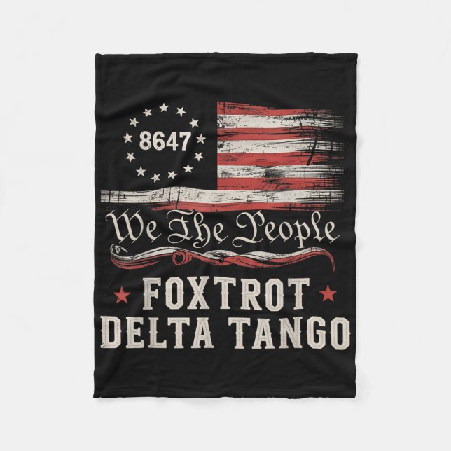 8647 Foxtrot Deltas Tangos Amerikansk Flagga  Fleecefilt (Framsidan)