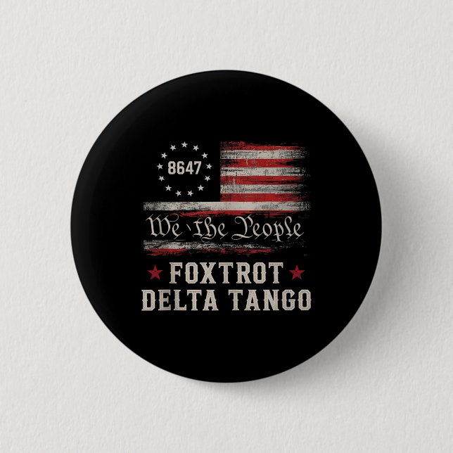 8647 Foxtrots Deltas Tangos Amerika Flagga Tank To Knapp (Framsida)