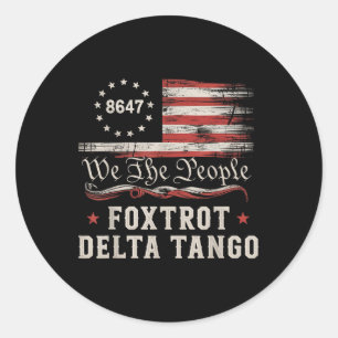 8647 Foxtrots Deltas Tangos Amerikansk Flagga  Runt Klistermärke