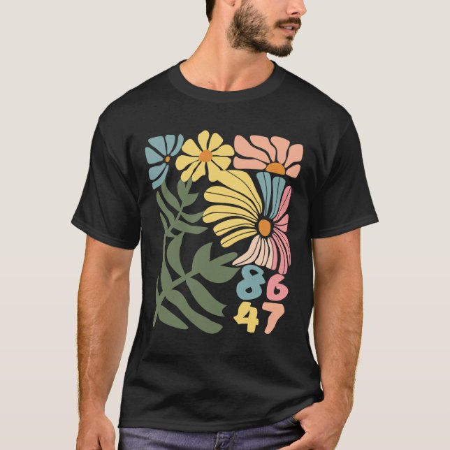 8647 Motstå subtil blomsterlig Foxtrot Delta Tango T Shirt (Framsida)