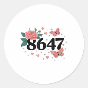 8647 Retro 86 47 Anti-trump Flower Art Ordförande Runt Klistermärke
