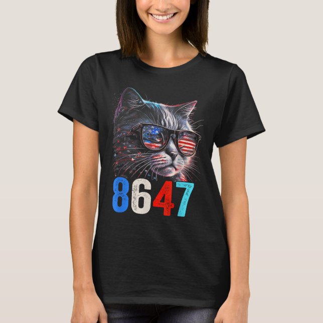 8647 Retro 86 47 Cat Lovers T Shirt (Framsida)