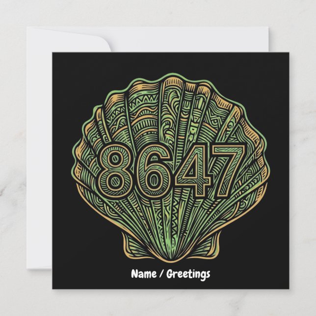 8647 Snäckskalslinocut Åttiosex fyrtiosju  Inbjudningar (Framsida)