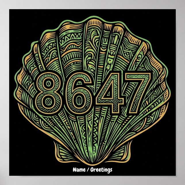 8647 Snäckskalslinocut Åttiosex fyrtiosju  Poster (Framsidan)