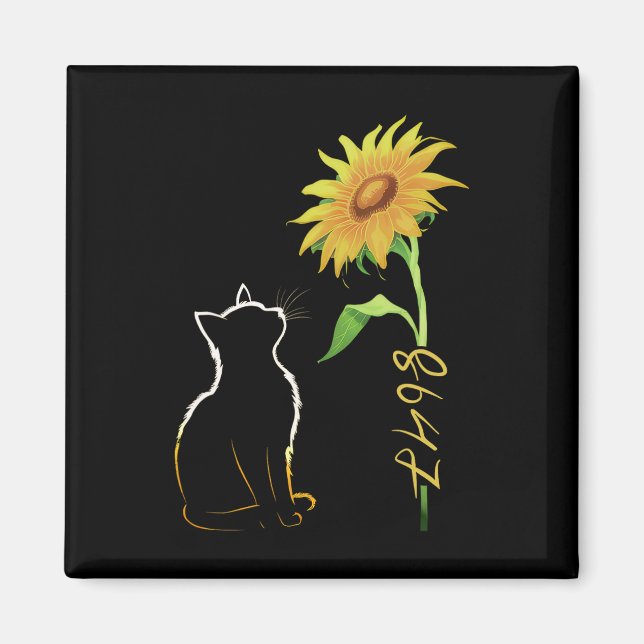 8647 Subtil Anti Trump 86 47 Katt Solros Blommig  Magnet (Framsidan)
