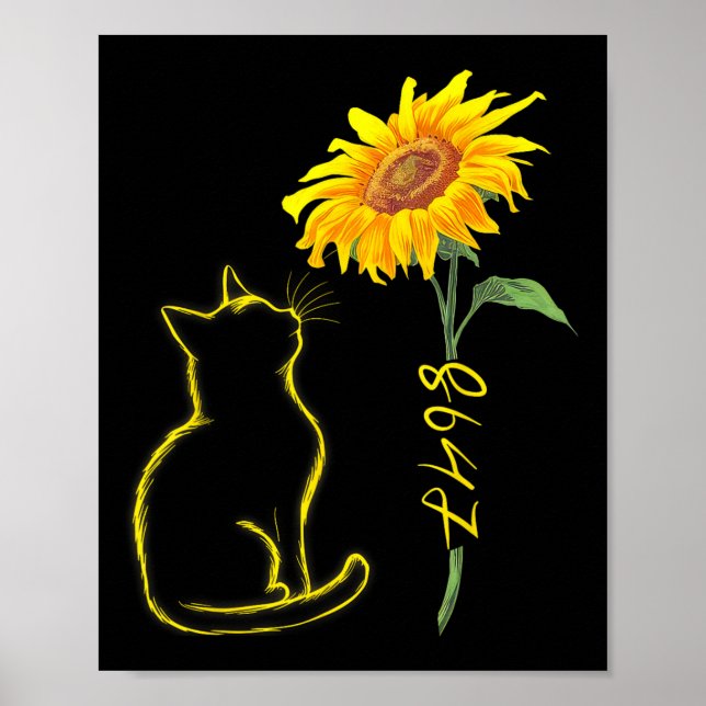 8647 Subtil Anti Trump 86 47 Katt Solros Blommig  Poster (Framsidan)
