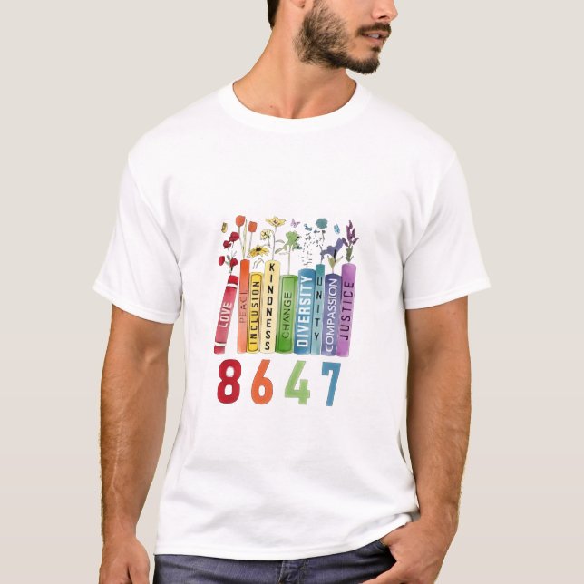 8647 Subtle Anti MAGA 86 47-Blommigtars HBT-antige T Shirt (Framsida)