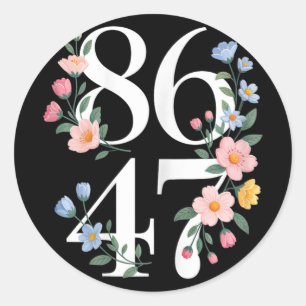 8647 Subtle Anti Trump Flower Blommigt Boho Vintag Runt Klistermärke