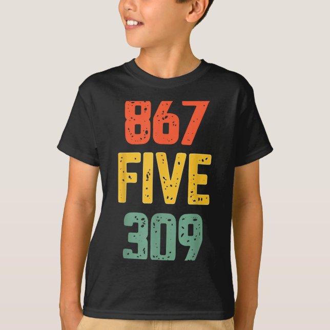 867 Five 309 Retro Music Number Funny 80s Throwbac T Shirt (Framsida)