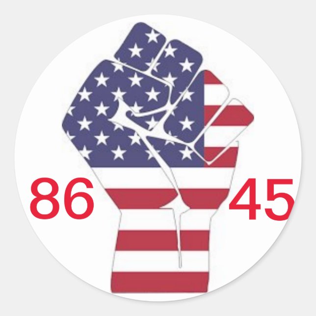 86 45 och #resist runt klistermärke (Framsida)