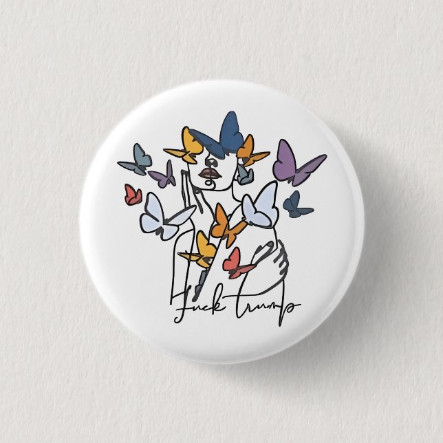 86 47 AntiTrump Blommigt T-Shirt, Impeach Presiden Knapp (Framsida)